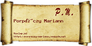 Porpáczy Mariann névjegykártya