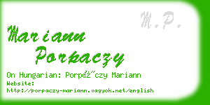 mariann porpaczy business card